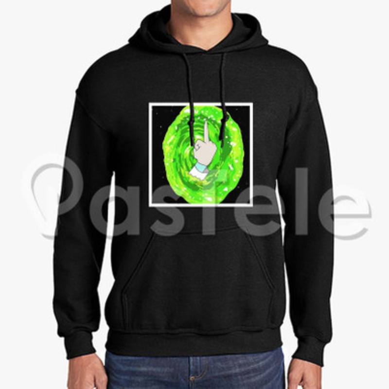 Rick and Morty Middle Finger Custom Unisex Hooded Sweatshirt Crew Hoodies Jacket Hoodie Cotton Polyester