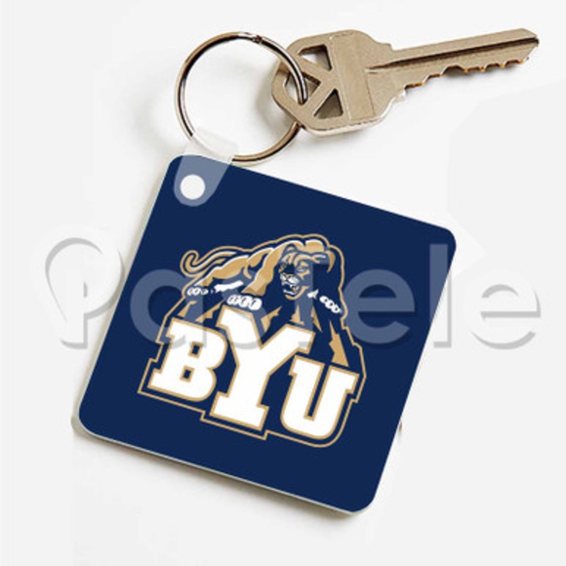 BYU Cougars Custom Personalized Art Keychain Key Ring Jewelry Necklaces Pendant Two Sides