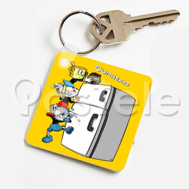Cuphead Custom Personalized Art Keychain Key Ring Jewelry Necklaces Pendant Two Sides
