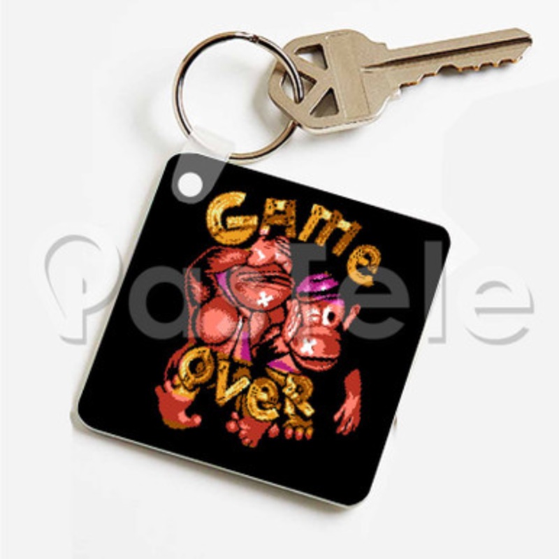 Donkey Kong Game Over Custom Personalized Art Keychain Key Ring Jewelry Necklaces Pendant Two Sides
