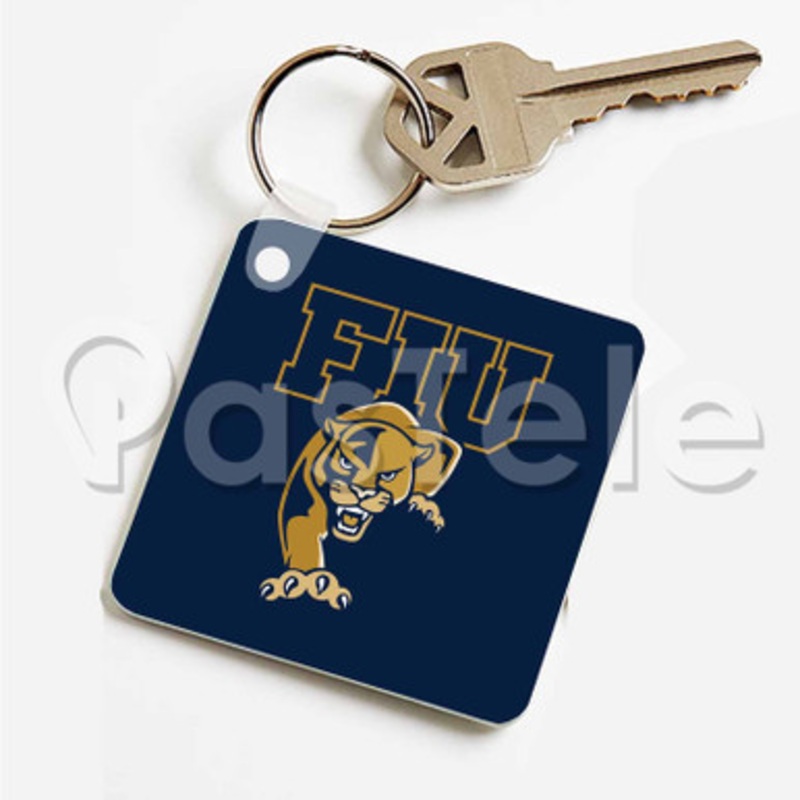 FIU Panthers Custom Personalized Art Keychain Key Ring Jewelry Necklaces Pendant Two Sides