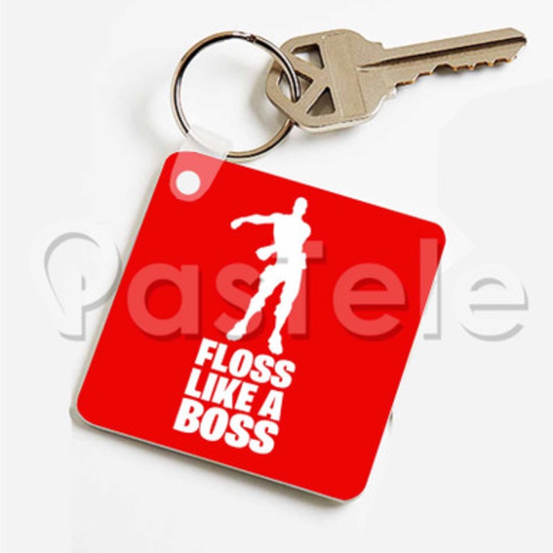 Floss Like a Boss Fortnite Custom Personalized Art Keychain Key Ring Jewelry Necklaces Pendant Two Sides