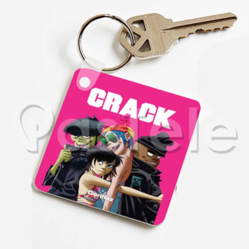 Gorillaz 2 Custom Personalized Art Keychain Key Ring Jewelry Necklaces Pendant Two Sides