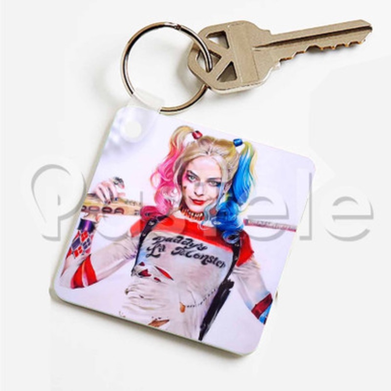 harley quinn Custom Personalized Art Keychain Key Ring Jewelry Necklaces Pendant Two Sides