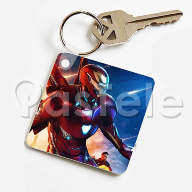 Iron Man Custom Personalized Art Keychain Key Ring Jewelry Necklaces Pendant Two Sides