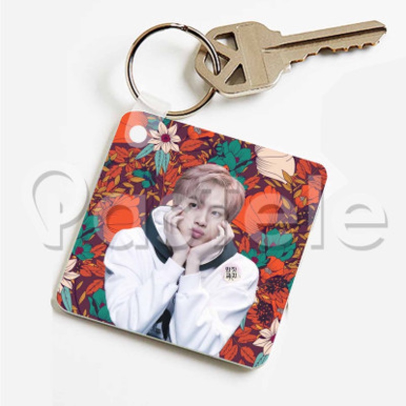 Jin BTS Custom Personalized Art Keychain Key Ring Jewelry Necklaces Pendant Two Sides