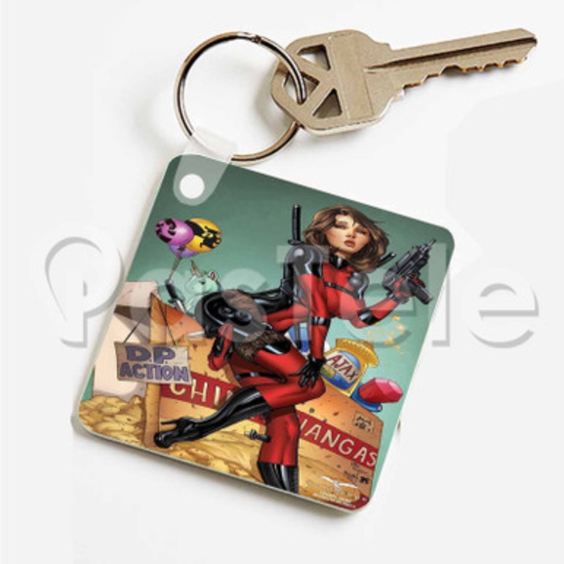 Lady Deadpool Custom Personalized Art Keychain Key Ring Jewelry Necklaces Pendant Two Sides