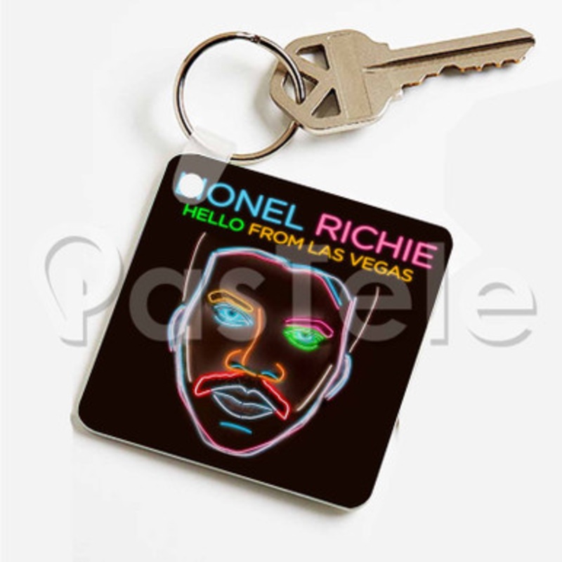 Lionel Richie Hello From Las Vegas Custom Art Keychain Key Ring Jewelry Necklaces Pendant Two Sides