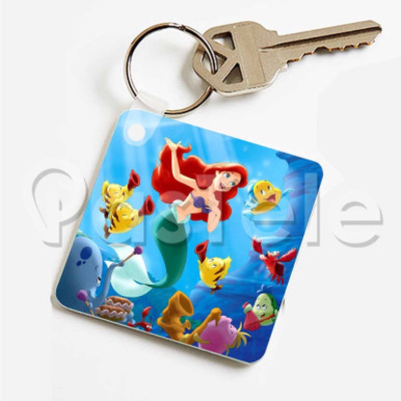 little mermaid Custom Art Keychain Key Ring Jewelry Necklaces Pendant Two Sides