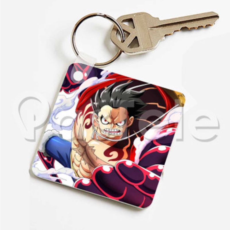 Luffy One Piece Custom Art Keychain Key Ring Jewelry Necklaces Pendant Two Sides
