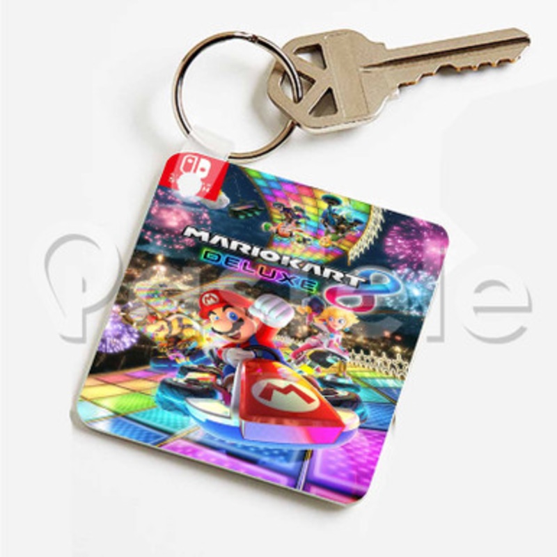 Mario Kart 8 Deluxe Custom Art Keychain Key Ring Jewelry Necklaces Pendant Two Sides