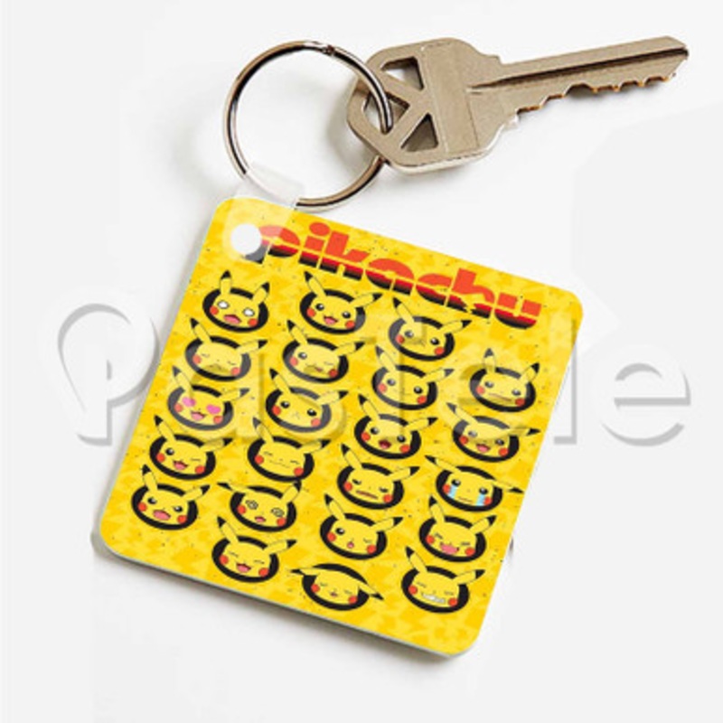 Pikachu Faces Custom Art Keychain Key Ring Jewelry Necklaces Pendant Two Sides