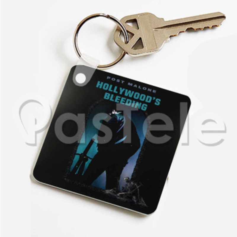 Post Malone Hollywood s Bleeding Custom Art Keychain Key Ring Jewelry Necklaces Pendant Two Sides