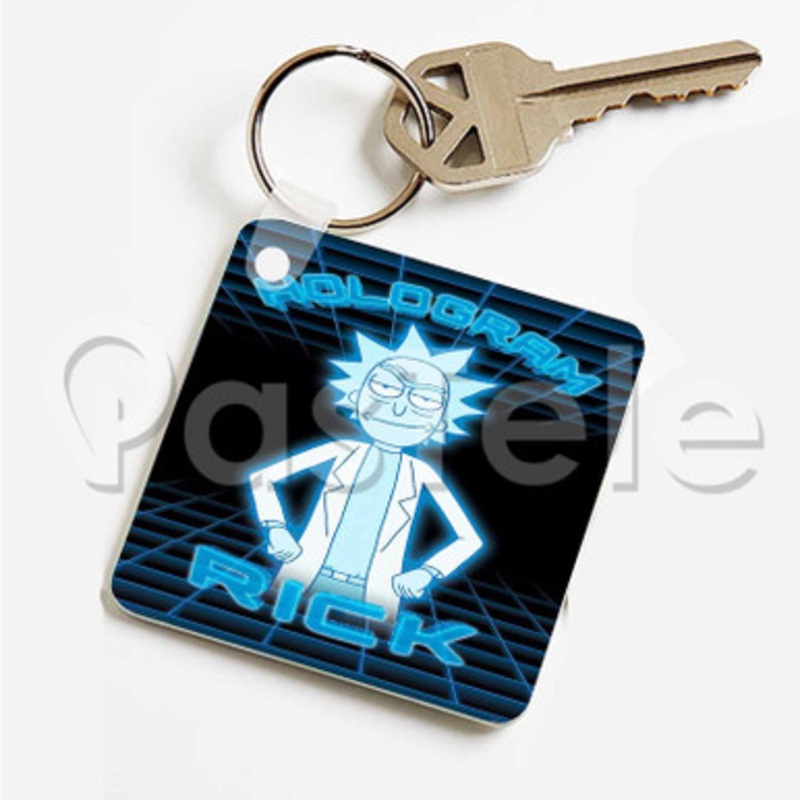 Rick And Morty Hologram Rick Custom Art Keychain Key Ring Jewelry Necklaces Pendant Two Sides