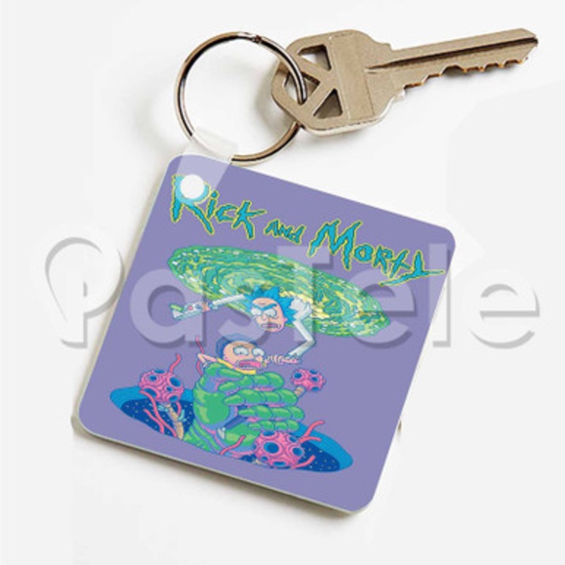 Rick And Morty Portal Custom Art Keychain Key Ring Jewelry Necklaces Pendant Two Sides