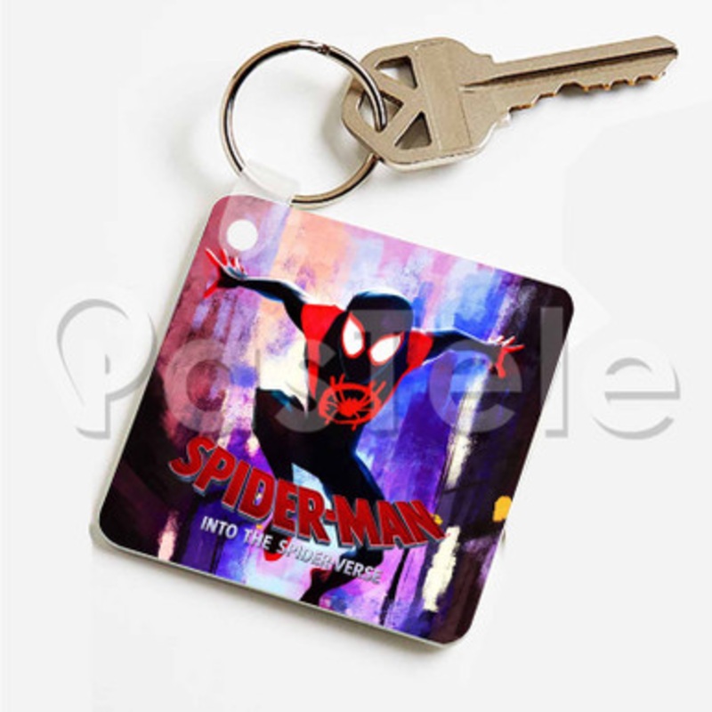 Spider Man Into the Spider Verse Custom Art Keychain Key Ring Jewelry Necklaces Pendant Two Sides