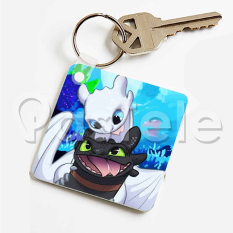 Toothless and Lightfury Custom Art Keychain Key Ring Jewelry Necklaces Pendant Two Sides
