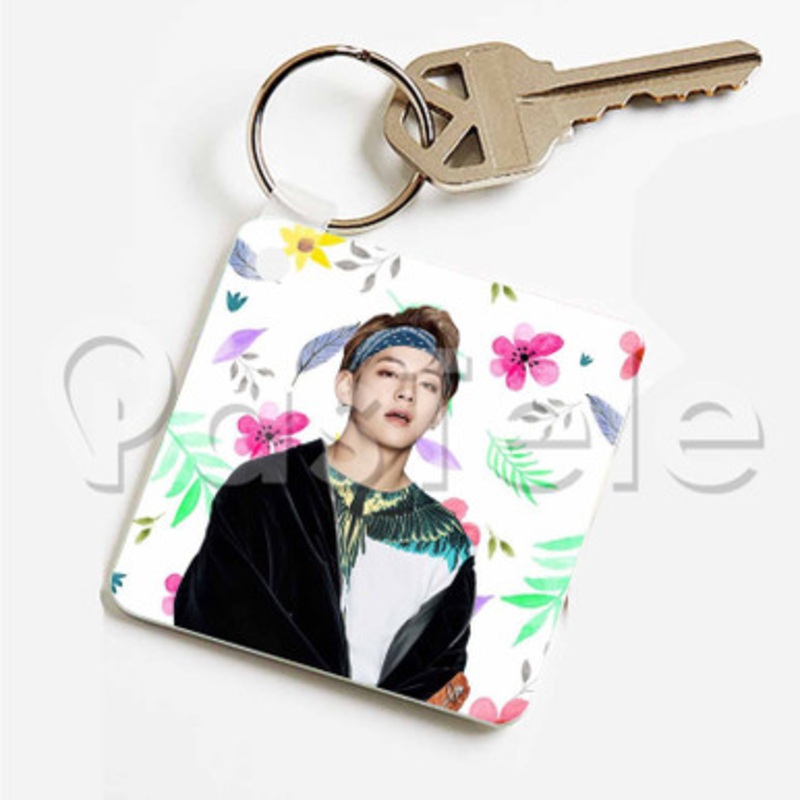 V BTS Custom Personalized Art Keychain Key Ring Jewelry Necklaces Pendant Two Sides