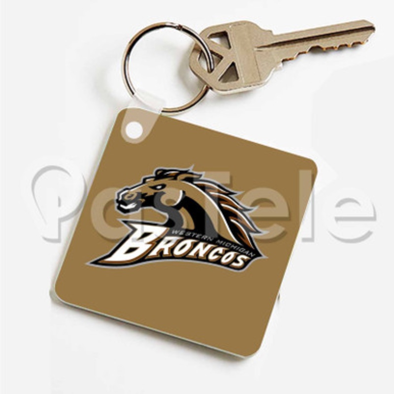 Western Michigan Broncos Custom Personalized Art Keychain Key Ring Jewelry Necklaces Pendant Two Sides