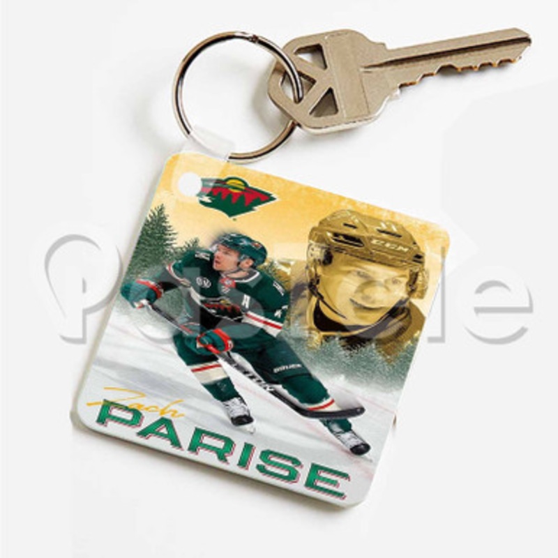 Zach Parise Minnesota Wild NHL Custom Art Keychain Key Ring Jewelry Necklaces Pendant Two Sides