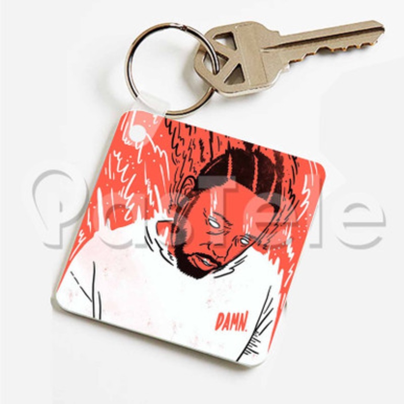 Kendrick Lamar Custom Art Keychain Key Ring Jewelry Necklaces Pendant Two Sides