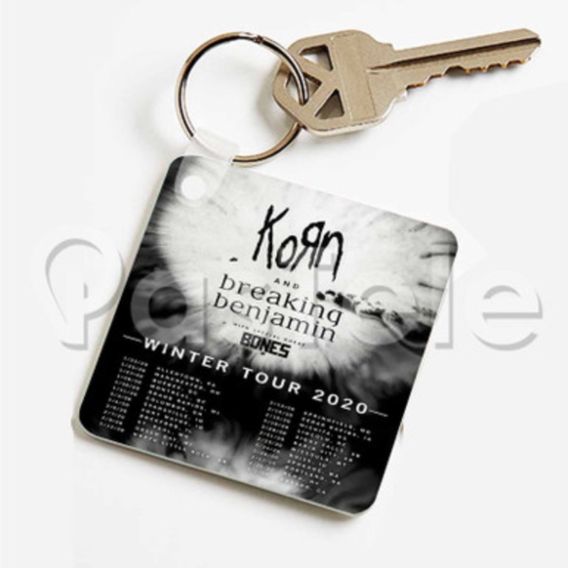Korn and Breaking Benjamin Winter Tour Custom Art Keychain Key Ring Jewelry Necklaces Pendant Two Sides