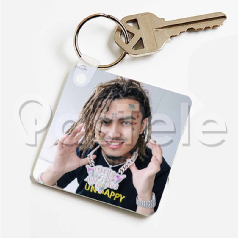 Lil Pump Custom Art Keychain Key Ring Jewelry Necklaces Pendant Two Sides