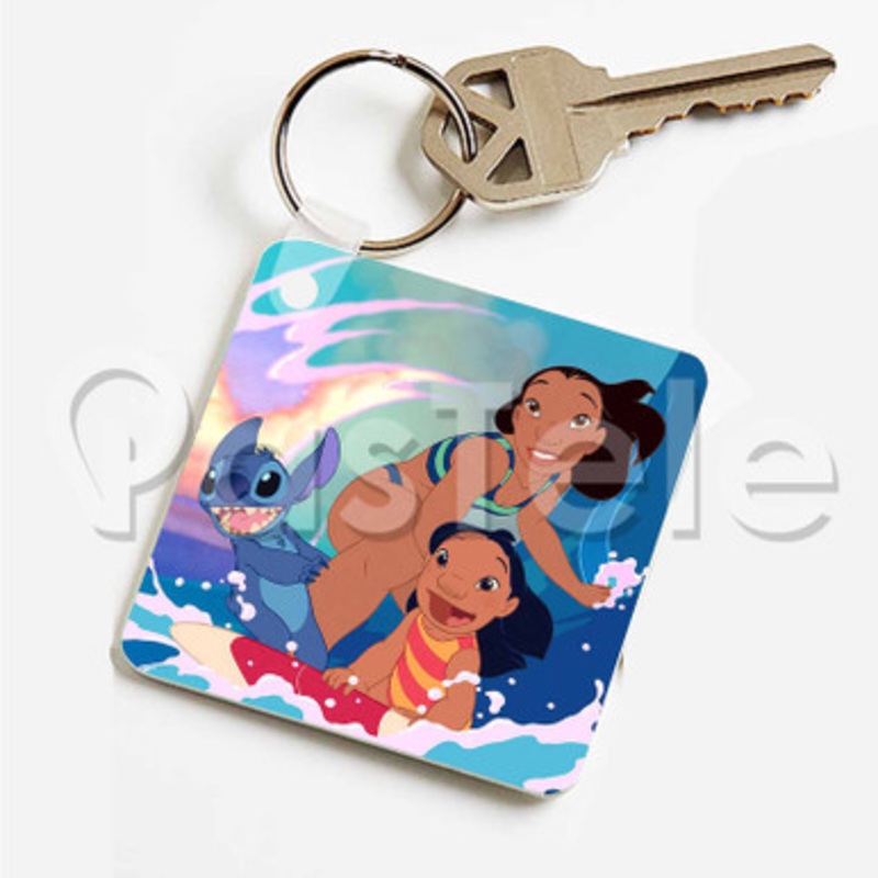 lilo and stitch Custom Art Keychain Key Ring Jewelry Necklaces Pendant Two Sides