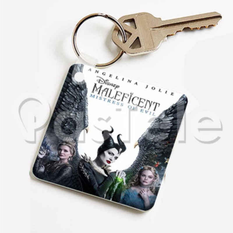 Maleficent Mistress of Evil Custom Art Keychain Key Ring Jewelry Necklaces Pendant Two Sides