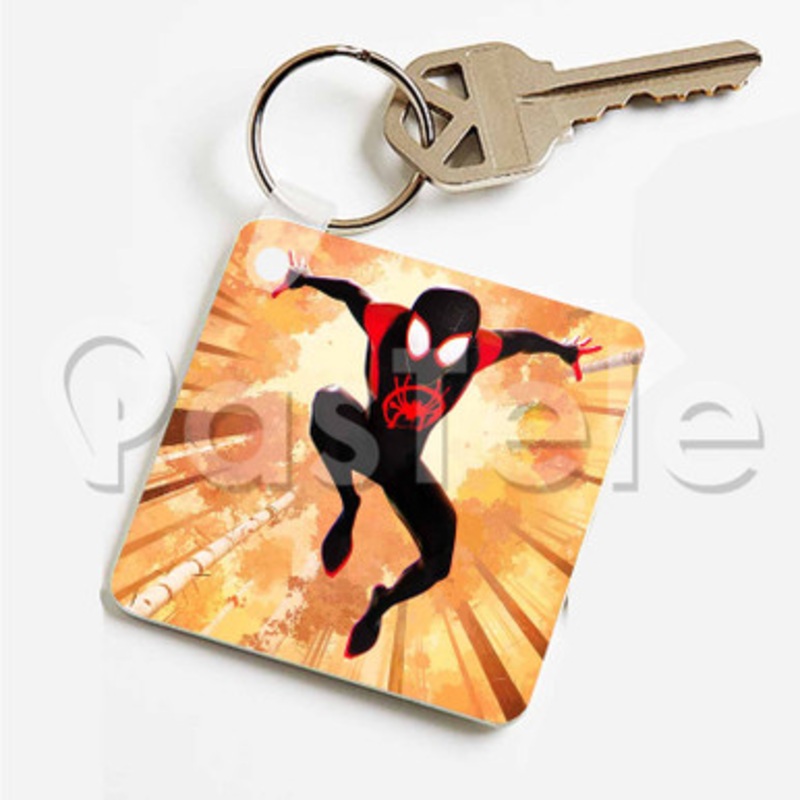 Marvel Spider Man Into the Spider Verse Custom Art Keychain Key Ring Jewelry Necklaces Pendant Two Sides