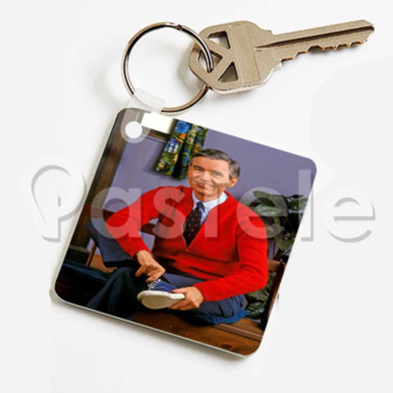 Mister Rogers Custom Art Keychain Key Ring Jewelry Necklaces Pendant Two Sides