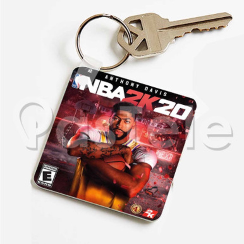 NBA 2 K20 Anthony Davis Custom Art Keychain Key Ring Jewelry Necklaces Pendant Two Sides