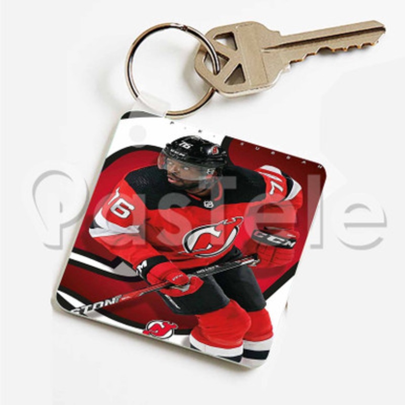 P K Subban New Jersey Devils NHL Custom Art Keychain Key Ring Jewelry Necklaces Pendant Two Sides
