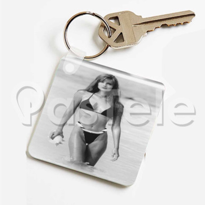 paulina porizkova swimsuit Custom Art Keychain Key Ring Jewelry Necklaces Pendant Two Sides
