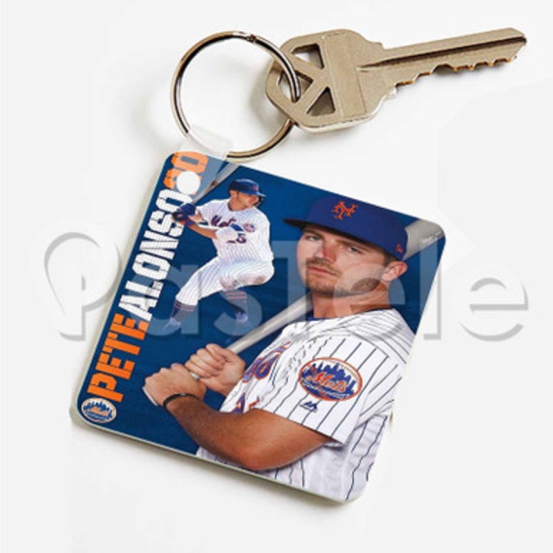 Pete Alonso MLB New York Mets Custom Art Keychain Key Ring Jewelry Necklaces Pendant Two Sides
