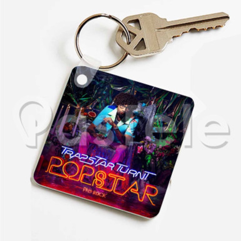 Pn B Rock Trapstar Turnt Popstar Custom Art Keychain Key Ring Jewelry Necklaces Pendant Two Sides