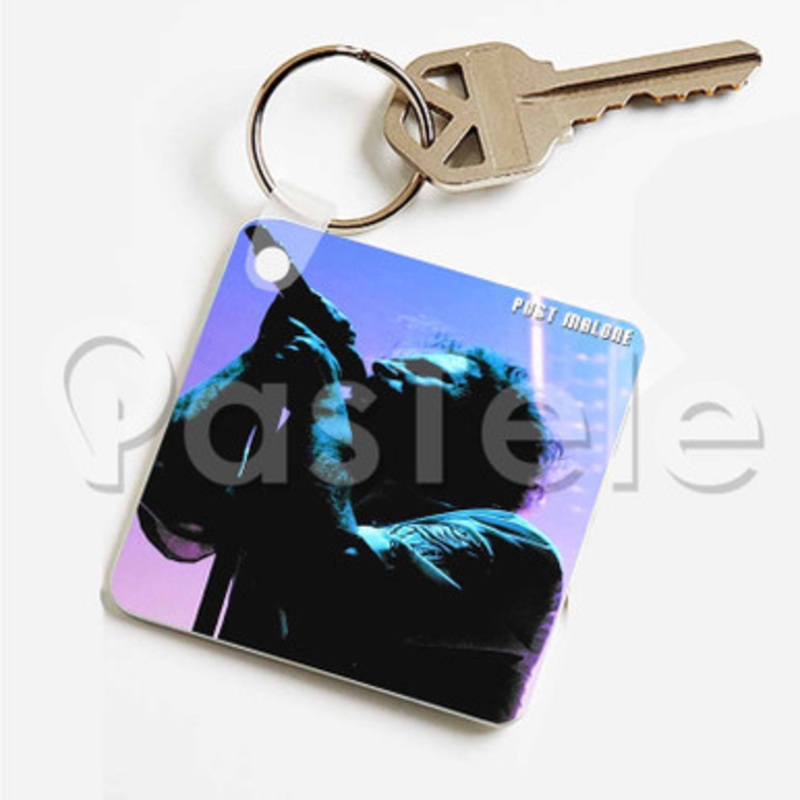 Post Malone Custom Art Keychain Key Ring Jewelry Necklaces Pendant Two Sides