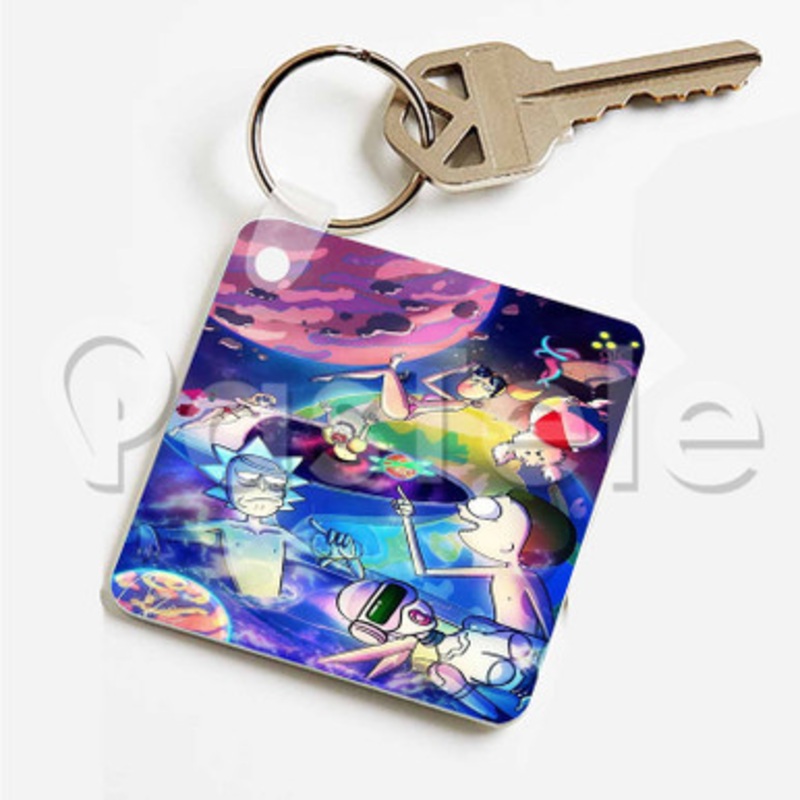 Rick and Morty Custom Art Keychain Key Ring Jewelry Necklaces Pendant Two Sides