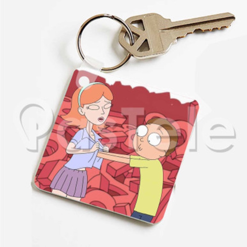 Rick and Morty Dream Custom Art Keychain Key Ring Jewelry Necklaces Pendant Two Sides