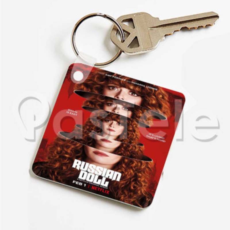 Russian Doll Custom Art Keychain Key Ring Jewelry Necklaces Pendant Two Sides