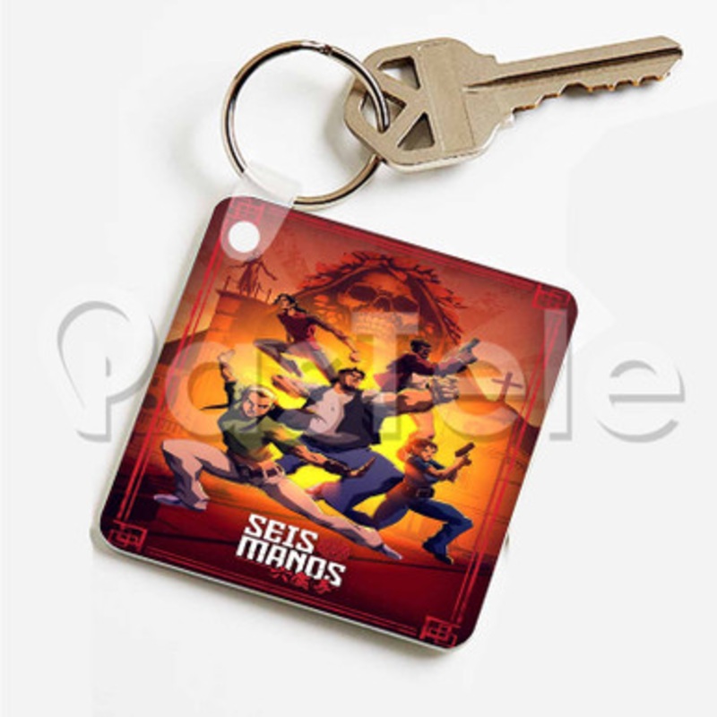 Seis Manos Custom Art Keychain Key Ring Jewelry Necklaces Pendant Two Sides