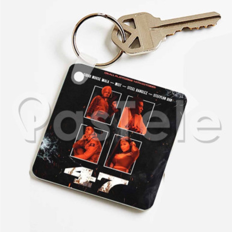 Sidhu Moosewala MIST Steel Banglez 47 Custom Art Keychain Key Ring Jewelry Necklaces Pendant Two Sides