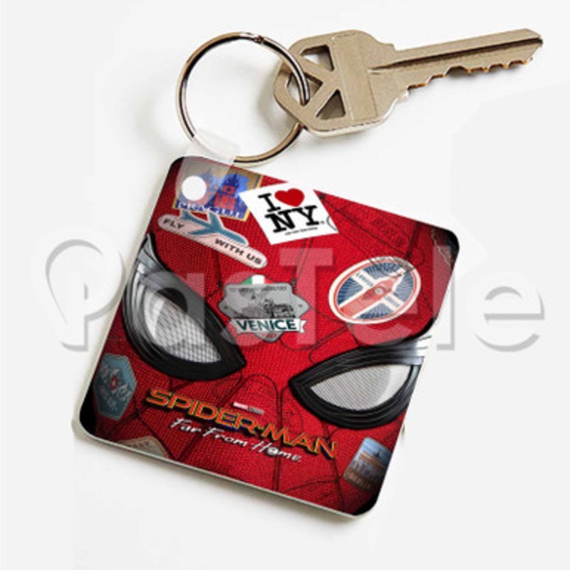 Spider Man Far From Home Custom Art Keychain Key Ring Jewelry Necklaces Pendant Two Sides