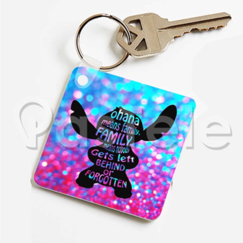 stitch ohana means family Custom Art Keychain Key Ring Jewelry Necklaces Pendant Two Sides