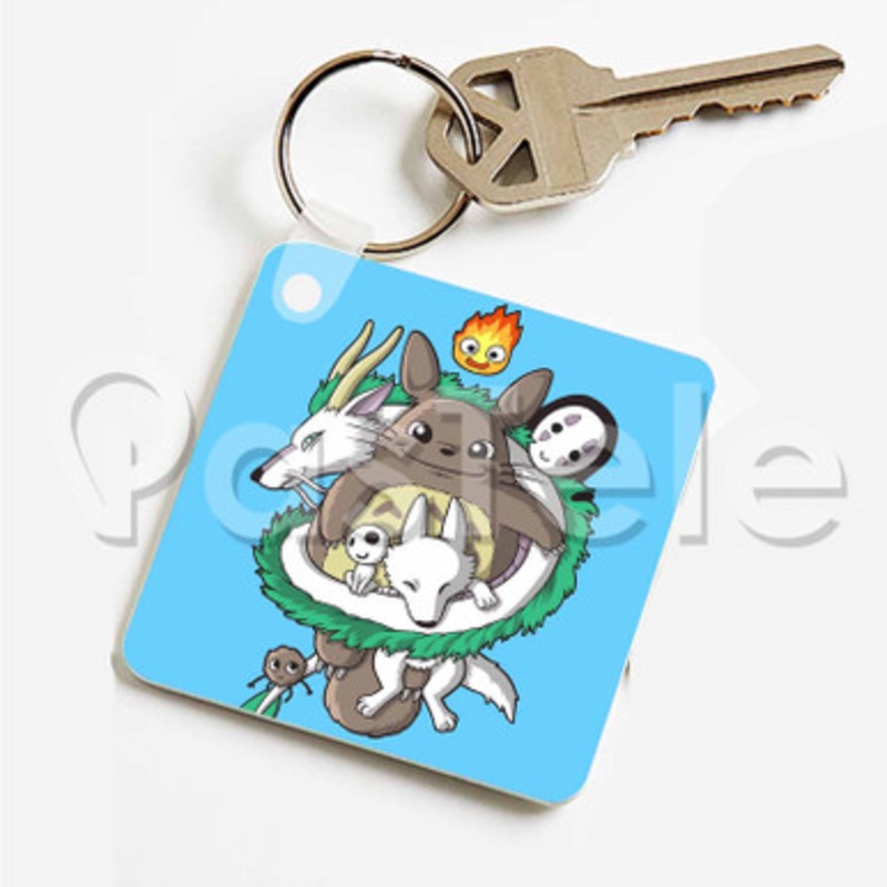 Studio Ghibli Custom Art Keychain Key Ring Jewelry Necklaces Pendant Two Sides
