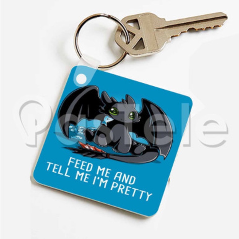 Toothless Custom Art Keychain Key Ring Jewelry Necklaces Pendant Two Sides