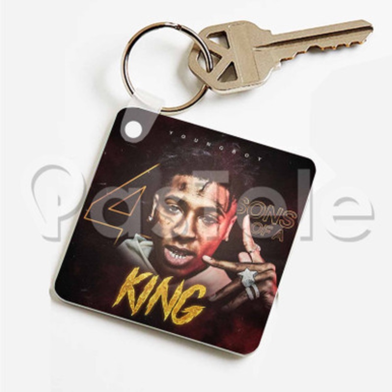 Youngboy Never Broke Again 4 Sons of a King Custom Art Keychain Key Ring Jewelry Necklaces Pendant Two Sides