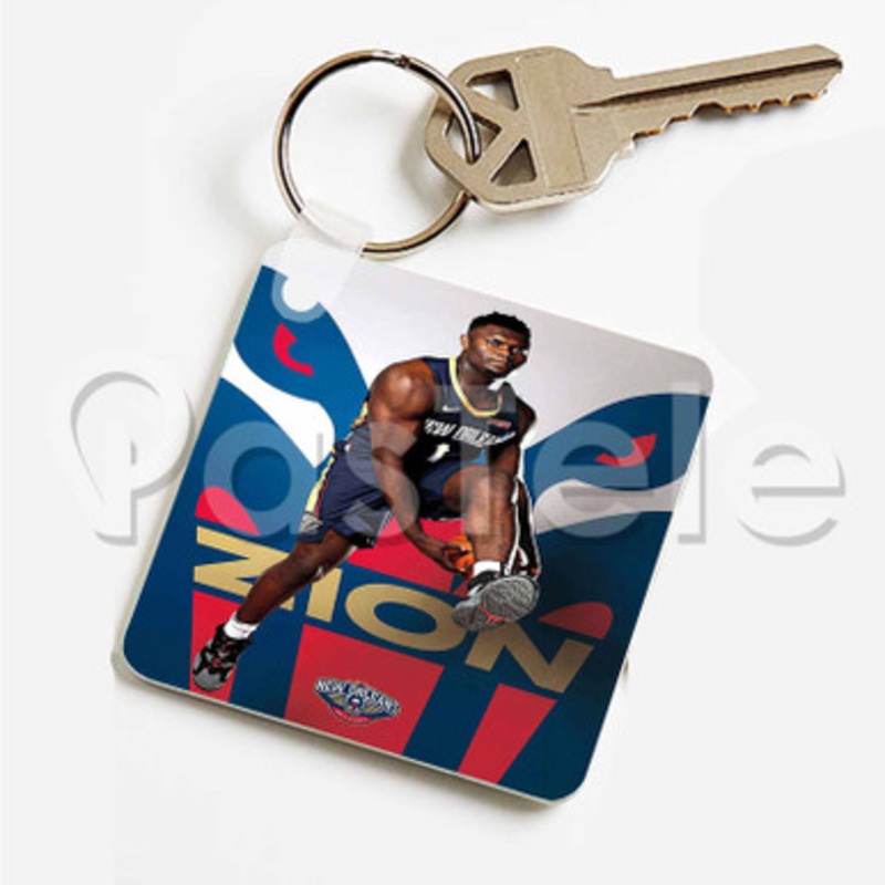 Zion Williamson New Orleans Pelicans NBA Custom Art Keychain Key Ring Jewelry Necklaces Pendant Two Sides