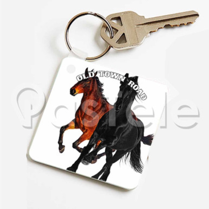 lil nas x old town road Custom Art Keychain Key Ring Jewelry Necklaces Pendant Two Sides