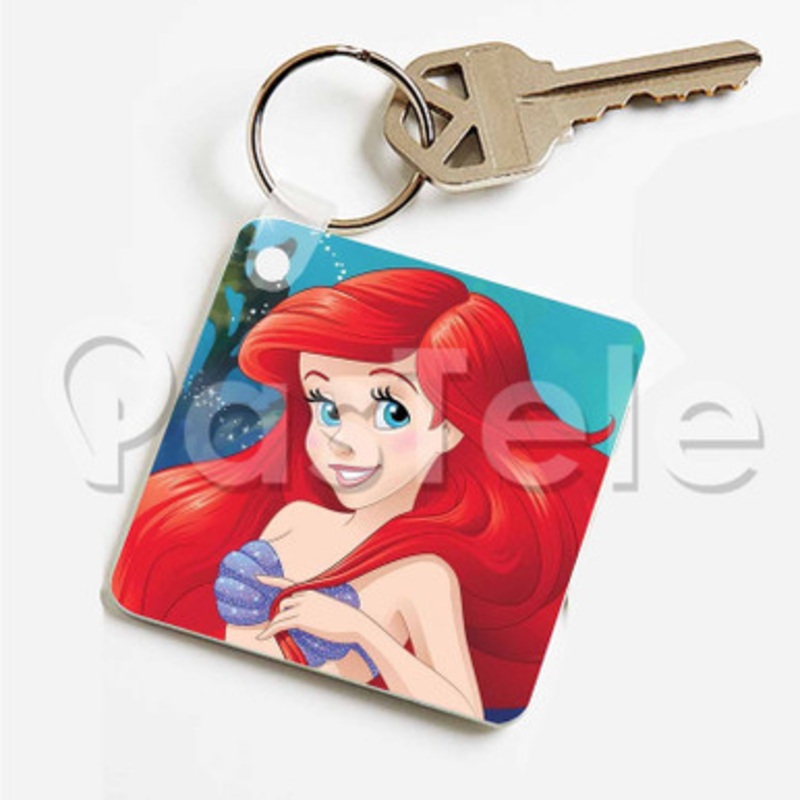 little mermaid 2 Custom Art Keychain Key Ring Jewelry Necklaces Pendant Two Sides